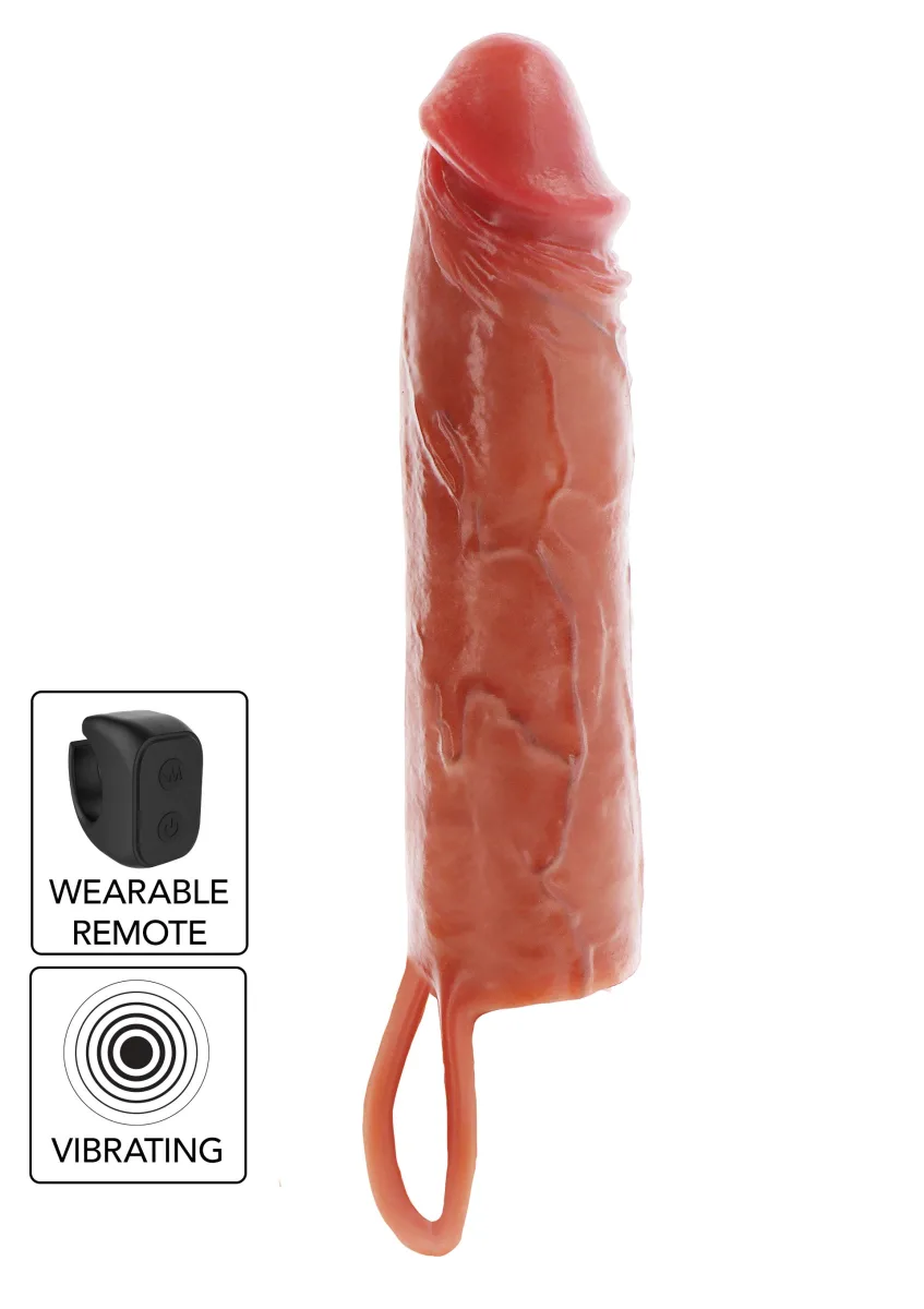 Vibračný silikónový návlek na penis Hydrated Skin 20 cm