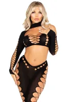 Bezšvový výstrihový crop top a legíny — obrázok 1