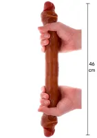 Silikónový dvojitý penis predkožky 46 cm — obrázok 1