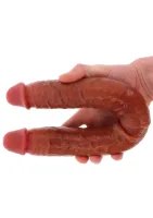 Silikónový dvojitý penis predkožky 46 cm — obrázok 5
