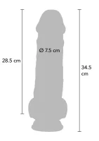 Luxusné hrubé dildo s dvojitou hustotou TPE 34,5 cm — obrázok 4